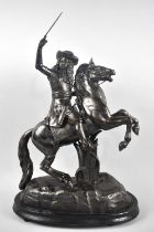 A Large Bronze Effect Spelter Study of a Cavalier Officer on Horseback