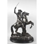 A Large Bronze Effect Spelter Study of a Cavalier Officer on Horseback