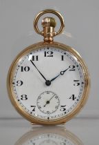 An Early 20th Century 9ct Gold Open Pocket Watch by Dennison Watch Case Co., the White Enamel Face