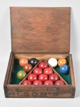 A Vintage Box Containing Set of Quarter Sized Snooker Balls, with Triangle