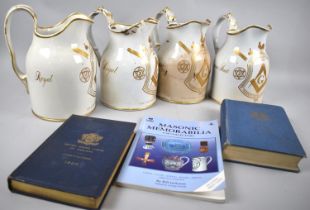 A Collection of Four Mid 19th Century and Later Cream Glazed Masonic Jugs From the Lodge of