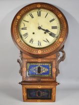 An Edwardian Inlaid Drop Dial Wall Clock, The Superior Eight Day Clock, 73cm High