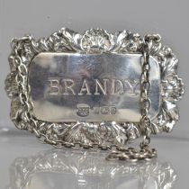 A Silver Decanter Label for Brandy by E.F.C, Birmingham 1975 Hallmark