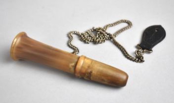 A Vintage Horn Duck or Wildfowl Caller on Chain, 10cm Long