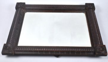 An Edwardian Oak Framed Rectangular Wall Mirror with Bevelled Glass, 53x43cm