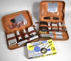 Two Vintage Gentlemans Travel Sets and a Home Barber Kit