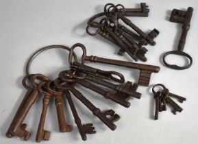 A Collection of 19th Century Iron Door Keys etc