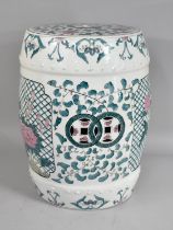 A Chinese Porcelain Opium Stool, 20th Century, Barrel Form Decorated with Vignettes of Flowering and