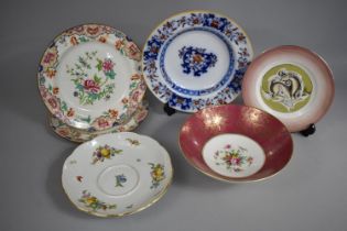 A Collection of Ceramics to Comprise a Continental Porcelain Saucer Dish with Hand Painted Fruit