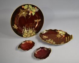 Four Pieces of Carlton Ware Rouge Royale to Comprise Spider Web Pattern Dish and Plate and Two Shell