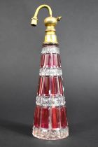 A 19th/20th Century Baccarat Overlaid Glass Perfume Atomiser, 21.5cm high