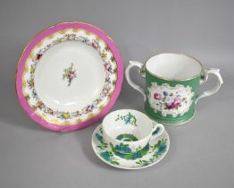 A Collection of 19th Century Porcelain to Comprise a Coalport Felt Spar Cup and Saucer Decorated