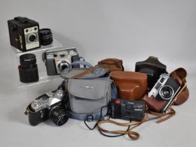 A Collection of Various Vintage Cameras to Comprise Yashica, Zenit-e, Agfa, Kodak, Box Cameras,