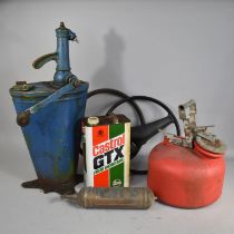 A Collection of Various Oil and Grease Cans, Fire Extinguisher