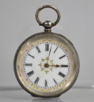 A Small Early 20th Century Ladies 935 Silver Continental Ladies Open pocket Watch with Enamelled