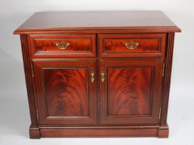 A Modern Mahogany Sideboard with Two Drawers over Cupboard Base