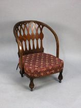 A Mid 20th Century Ladies Nursing Chair with Pierced Back and Upholstered Pad Seats