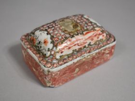 An 18th Century Qing Period Scroll Weight of Domed Rectangular Form Having Porcelain Top Decorated