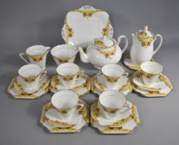 An Art Deco Grafton 'Aston' Pattern Tea Set to Comprise Teapot, Hot Water Pot, Milk Jug, Sugar Bowl,