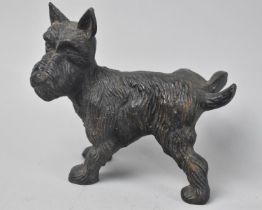 An Early 20th Century Cast Metal Doorstop in the Form of Terrier Cocking Leg, 18cm Long