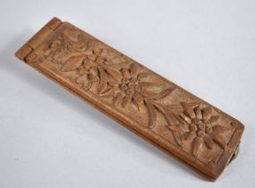 A Carved Black Forest Souvenir Thermometer For Grindelwald Decorated with Edelweiss Flowers, 13cm