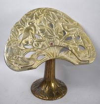 A Mid 20th Century Cast Brass Recipe Book Stand, Decorated with Birds in Pear Tree, 28cm Wide