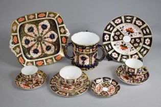 A Collection of Royal Crown Derby Imari to Comprise Large Tyg, Cake Plate, Three Cups, Saucers, Side