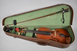 A Mid 20th Century Violin and Bow in Case, Paper Label for Maggins
