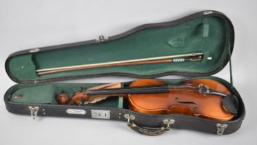 A Mid 20th Century Cased Childrens Violin, with Bow, Made in China