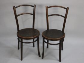 A Pair of Circular Seated Bentwood Dining Chairs by APM