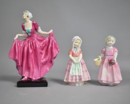 Three Royal Doulton Figures, Delight HN1772, Tootles HN1680 and Tinkerbell HN1677