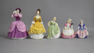A Collection of Five Royal Doulton Figures, Lady Pamela, Coralie, Fair Maiden, Cookie and Dinky Do