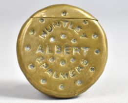 A Victorian Huntley & Palmers Novelty Brass Vesta in the Form of an Albert Biscuit, Stamped Verso