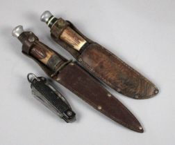 A Vintage Multitool Jack Knife with Marlin Spike Together with Two Vintage Bone Handled Hunting