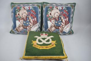 Three Scatter Cushions to Include South Staffordshire Regimental Example