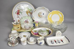 Collection of Various Ceramics and Glassware to Comprise Coalport Yellow Batwing Plate, Coalport