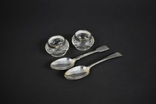 Two 19th Century Silver Teaspoons, both with London Hallmark Together with Two Silver Mounted and