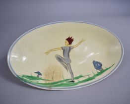 An Art Deco Susie Cooper "Puck" Pattern Oval Dish, 22cm wide