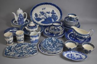 A Large Collection of Various Willow Pattern and Other Blue and White China to Comprise Plates,