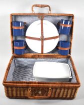 A Modern Wicker Picnic Hamper and Contents, 46cm Wide