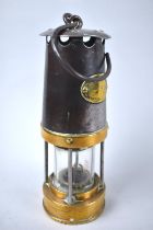 A Vintage Brass and Iron Miner's Safety Lamp by Pattersons Lamps Limited, Gateshead