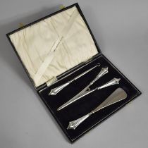 A Cased Silver Handled Trio by H.P&S, Birmingham 1925 Hallmark