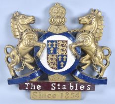 A Cold Painted Bronze Coat of Arms for Camden Town Stables Market, 30cm Wide and 28cm High