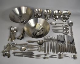 A Large Collection of Stainless Steel to Comprise Bowls, Flatware etc