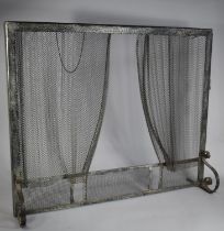 A Mid 20th Century Metal Framed Fire Screen with Metal Drawer Curtain, 93cms Wide