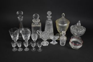 A Collection of 19th and 20th Century Glass to Comprise Pedestal Lidded Vases, Salt, Victorian Plain