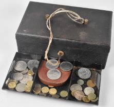 A Vintage Metal Cash Tin Containing British Coinage
