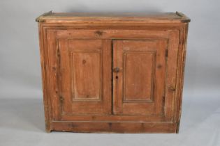 A Late Victorian/Edwardian Stained Pine Housekeepers Cupboard Base, 115cms Wide