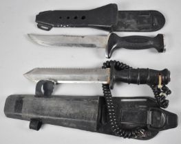 Two Mid/Late 20th Century Diving Knives with Scabbards