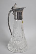 A Royal Brierley Silver Plate and Cut Glass Claret Jug with Hinged Lid, 28cms High